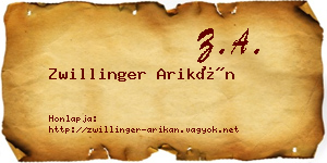 Zwillinger Arikán névjegykártya